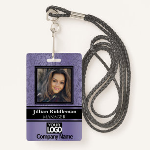 Purple and Black Photo and Logo Badge ID Badge