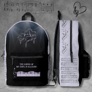Purple and Black Piano Player Musician Backpack