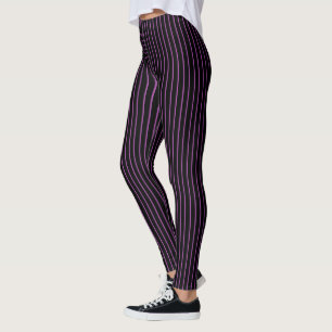 Purple and Black Pinstripe Leggings