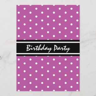 Purple and Black Polka Dot Pattern Birthday Brunch Invitation