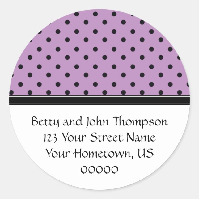 Purple and Black Polka Dots Address Labels (Front)