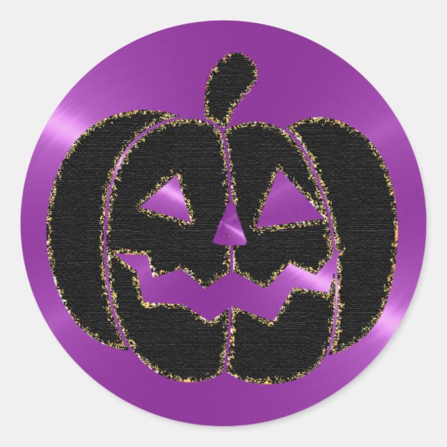 Purple and Black Pumpkin Halloween Stickers (Front)