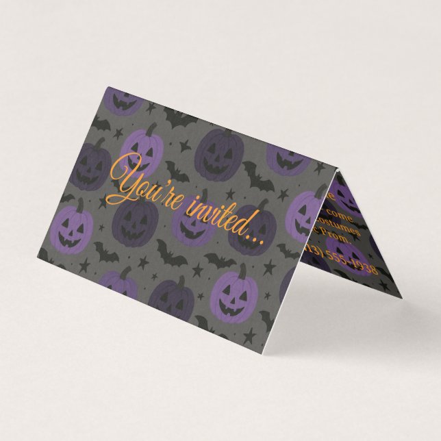 Purple and Black Pumpkins Party Invitation (Front)