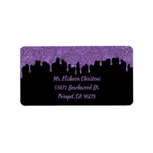 Purple and Black Retro 80s Return Address Labels