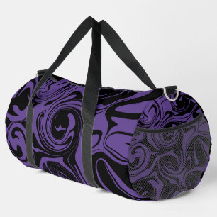 Purple and Black retro marble swirl Duffle Bag