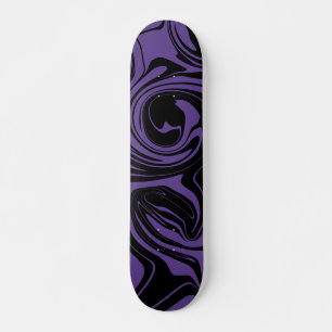 Purple and Black retro marble swirl Skateboard