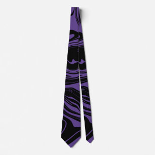 Purple and Black retro marble swirl Tie