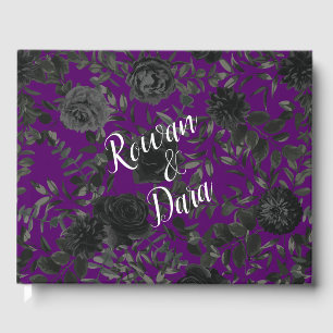 Purple and Black Rose Gothic Wedding Guest Book