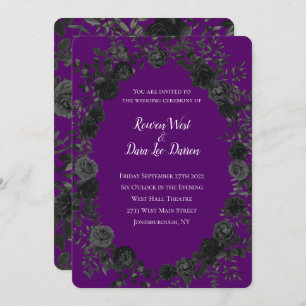 Purple and Black Rose Gothic Wedding Invitations