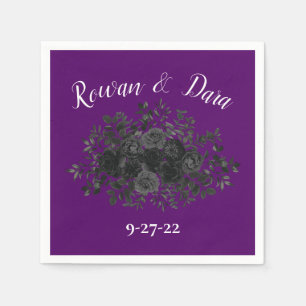 Purple and Black Rose Gothic Wedding Napkins