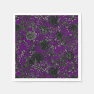 Purple and Black Rose Gothic Wedding Napkins