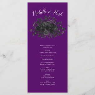 Purple  and Black Rose Gothic Wedding Programs
