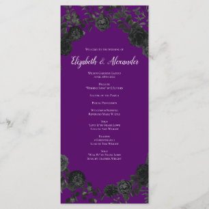 Purple  and Black Rose Gothic Wedding Programs