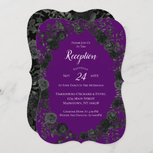 Purple and Black Rose Gothic Wedding Reception Invitation