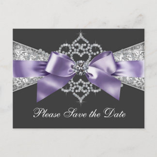 Purple and Black Save The Date Announcement Postcard