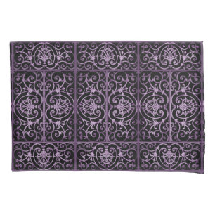 Purple and black scrollwork pillowcase