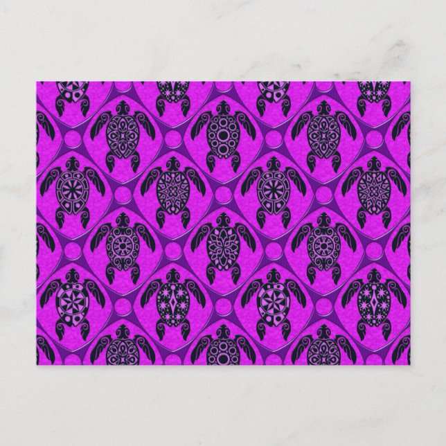 Purple and Black Sea Turtle Pattern Postcard (Front)
