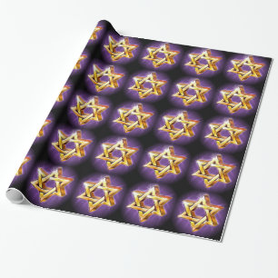 Purple and black Star of David Wrapping Paper