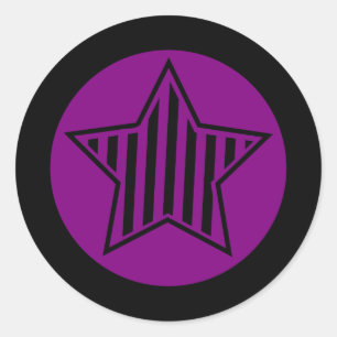 Purple and Black Star Round Sticker
