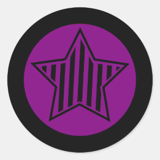 Purple and Black Star Round Sticker