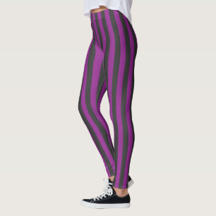 Purple and Black Striped Leggings