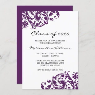 Purple and Black Swirl Graduation Announcement