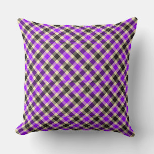 Purple and Black Tartan Plaid 2 Square Pillow
