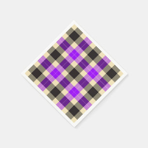 Purple and Black Tartan Plaid Paper Napkins