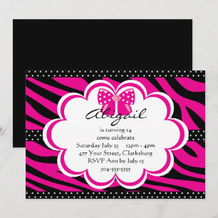 Purple and Black Tiger Print Invitation