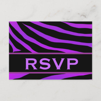 Purple and Black Tiger Print RSVP Wedding Response