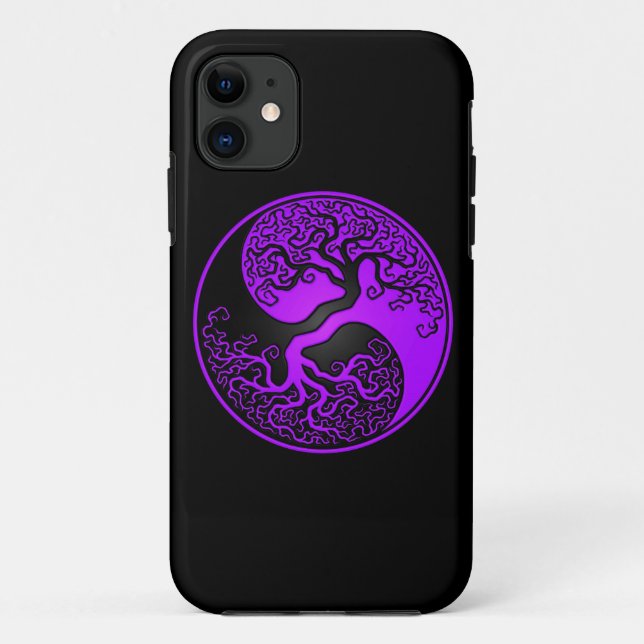 Purple and Black Tree of Life Yin Yang Case-Mate iPhone Case (Back)