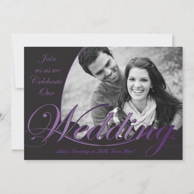 Purple and Black Wedding Invitations (Front)