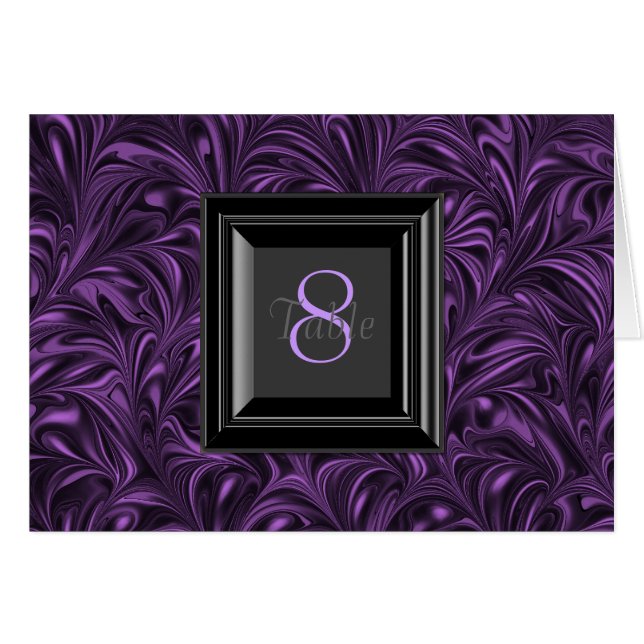 Purple and Black Wedding Table Cards (Front Horizontal)