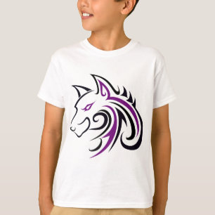 Purple and Black Wolf Head Outline T-Shirt