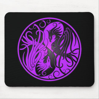 Purple and Black Yin Yang Phoenix Mouse Pad