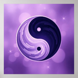 Purple and Black Yin Yang symbol Poster