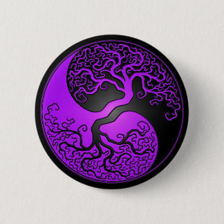 Purple and Black Yin Yang Tree 6 Cm Round Badge