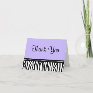 Purple and Black Zebra Thank You Card