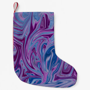 Purple and blue abstract painting small christmas stocking
