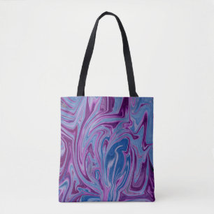 Purple and blue abstract painting tote bag