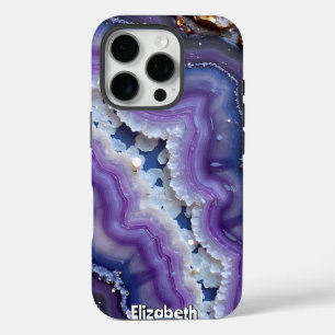 Purple and Blue Agate Slice iPhone 16 Pro Case