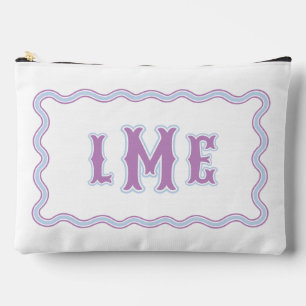 Purple and Blue Bespoke Scalloped Monogram Accessory Pouch