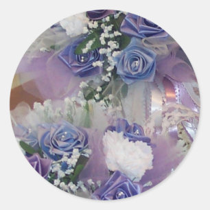 Purple And blue Bridal Flowers Classic Round Sticker