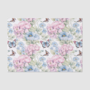 Purple and Blue Butterflies and Flowers Decoupage Tissue Paper