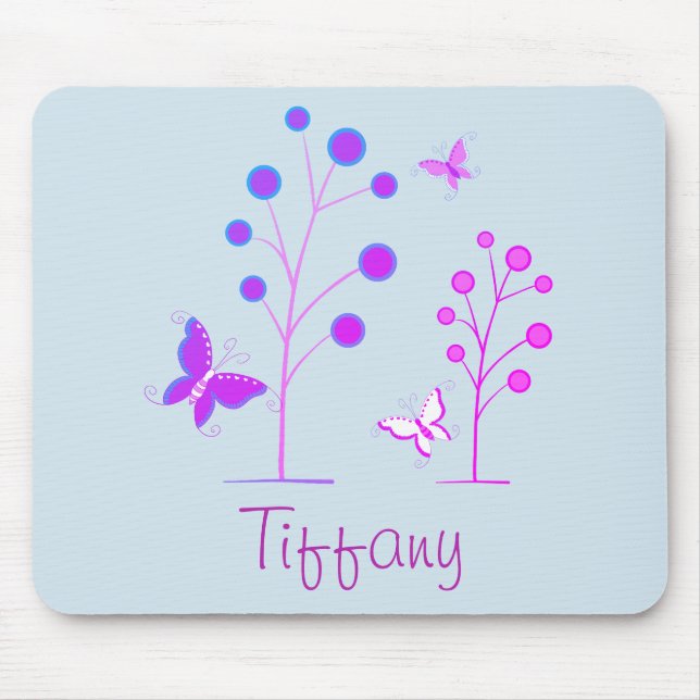 Purple and Blue Butterflies Mouse Pad (Front)