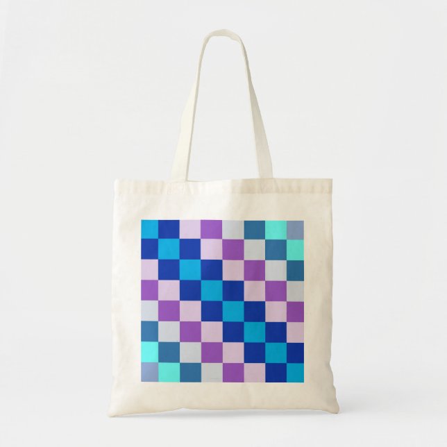 Purple and Blue Checked Tote Bag (Front)