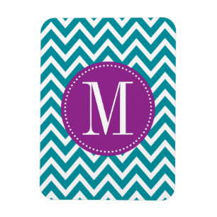 Purple and Blue Chevron Custom Monogram Magnet