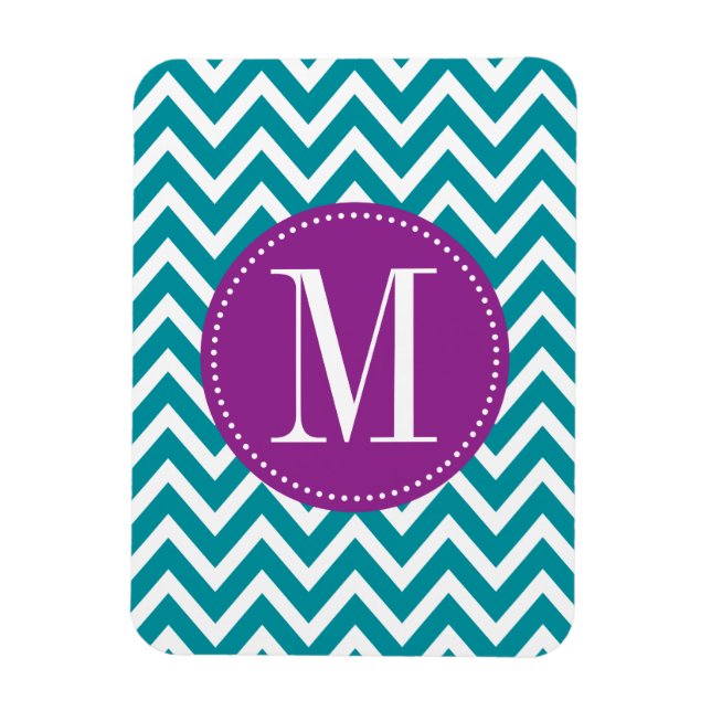 Purple and Blue Chevron Custom Monogram Magnet (Vertical)
