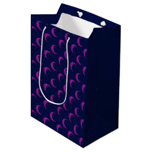 Purple and Blue Crescent Moons Pattern Halloween Medium Gift Bag