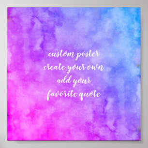 purple and blue custom add your quote watercolor poster